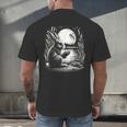 Rabbit Reading Book Full Moon Lake Scenery Men's Back Print T-Shirt Rabbit Reading Book Full Moon Lake Scenery Men's Back Print T-Shirt