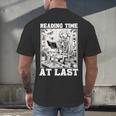 Reading Time At Last Book Lover Introvert Skeleton Reading Men's Back Print T-Shirt Reading Time At Last Book Lover Introvert Skeleton Reading Men's Back Print T-Shirt