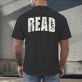 Retro Read Floral Reading Bookworm Librarian Book Lover Men's Back Print T-Shirt