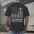 Senior Class Of 2025 USA Flag Cross Christian Graduation Men's Back Print T-Shirt
