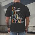 Sip Coffee Pet Cats Read Books Repeat Book Cat Lover Men's Back Print T-Shirt