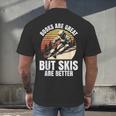 Skier BOOKS ARE GREAT BUT SKIS ARE BETTER Vintage Men's Back Print T-Shirt Skier BOOKS ARE GREAT BUT SKIS ARE BETTER Vintage Men's Back Print T-Shirt