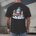 Snowman Reading Books Lovers Librarian Bookworm Christmas Men's Back Print T-Shirt