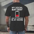 Social Battery Low Charger At Home Antisocial Introvert Men's Back Print T-Shirt