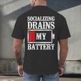 Socializing Drains My Battery Introvert Men's Back Print T-Shirt Socializing Drains My Battery Introvert Men's Back Print T-Shirt
