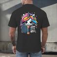 Unicorn Reading Book Reader Introvert Book Lover Humor Men's Back Print T-Shirt