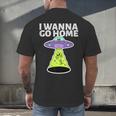 I Wanna Go Home Introvert UFO UAP Flying Saucer Trippy Alien Men's Back Print T-Shirt