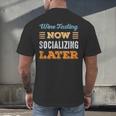 Wine Tasting Now Minimal Socializing Introvert Vintage Men's Back Print T-Shirt Wine Tasting Now Minimal Socializing Introvert Vintage Men's Back Print T-Shirt