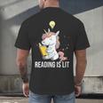 Women's Reading Is Lit Unicorn Library English Teacher Book Lover Men's Back Print T-Shirt Women's Reading Is Lit Unicorn Library English Teacher Book Lover Men's Back Print T-Shirt