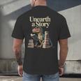 Women's Unearth A Story Dinosaur Reading a Library Book Men's Back Print T-Shirt