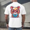 Adorable Book Lover Quokka With Reading Glasses Cute Men's Back Print T-Shirt