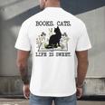 Books Cats Life Is Sweet Cat Book Lover Men Women Teen Men's Back Print T-Shirt