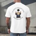 Boys Girls Kindergarten Graduate Sloth Graduation Cap Men's Back Print T-Shirt