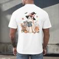 Cute Ghost Reading Book Librarian Book Lover Men's Back Print T-Shirt Cute Ghost Reading Book Librarian Book Lover Men's Back Print T-Shirt