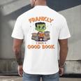 Cute Halloween Teacher Librarian Frankenstein Reading Books Men's Back Print T-Shirt
