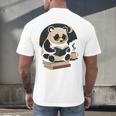 Cute Panda Reading Book Under Moon Bookworm Coffee Lover Men's Back Print T-Shirt
