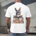 Cute Reading Bunny With Glasses Books Bookworm Reader Book Premium Tri-Blend Men's Back Print T-Shirt