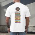 Cute Wiener Dog Dachshund Reading On Pile Of Books Men's Back Print T-Shirt