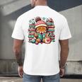 Gingerbread Reading Book Lovers Christmas Bookworm Librarian Premium Men's Back Print T-Shirt Gingerbread Reading Book Lovers Christmas Bookworm Librarian Premium Men's Back Print T-Shirt