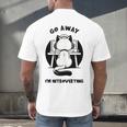 Go Away I'm Introverting Cat With Coffee Men's Back Print T-Shirt