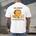 Go Away I'm Introverting Cozy Cat With Laptop And Coffee Men's Back Print T-Shirt