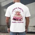 Where Hearts Groovy Meet Stories Coffee Books Valentines Day Men's Back Print T-Shirt Where Hearts Groovy Meet Stories Coffee Books Valentines Day Men's Back Print T-Shirt