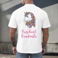 Kids Unicorn Preschool Graduation Men's Back Print T-Shirt