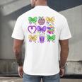 Mardi Gras Teacher Coquette Bow Pencil Apple Book Women Girl Men's Back Print T-Shirt