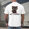 Not A Hugger Tee Angry Cat Sarcastic Cute Introvert Men's Back Print T-Shirt