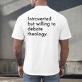 Theology Introvert Christian Conversation Starters Men's Back Print T-Shirt