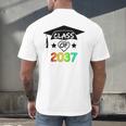 Pre-K -12th Grade Hand Prints Space Graduation Class Of 2037 Men's Back Print T-Shirt