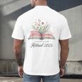 Quote New Chapter Begins Retired 2025 Floral Open Book Men's Back Print T-Shirt Quote New Chapter Begins Retired 2025 Floral Open Book Men's Back Print T-Shirt