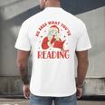 He Sees What You'Ve Been Reading Santa Book Men's Back Print T-Shirt