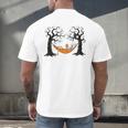 Skeleton Reading Book In Hammock Halloween Reader Men's Back Print T-Shirt Skeleton Reading Book In Hammock Halloween Reader Men's Back Print T-Shirt