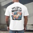 Sorry I Can’t Go I’m An Indoor Cat Couch Introvert Cat Men's Back Print T-Shirt
