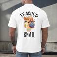 Teacher Snail With Glasses On Books Cute Pre-K Kindergarten Men's Back Print T-Shirt Teacher Snail With Glasses On Books Cute Pre-K Kindergarten Men's Back Print T-Shirt