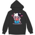 Adorable Book Lover Cow With Reading Glasses Cute Unisex Hoodie