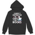 Easily Distracted By Cats And Books Cute Cat And Book Lovers Unisex Hoodie