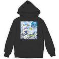Frutiger Aero Aesthetic Tech Great Wave Of Kanagawa Fishes Unisex Hoodie