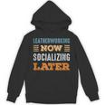 Leatherworking Now Minimal Socializing Introvert Vintage Unisex Hoodie