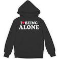 I Love Being Alone Introvert & Anxious Girl Red Heart Unisex Hoodie