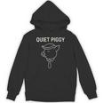 Quiet Piggy Introvert Media Humor Minimalist Line Art Unisex Hoodie