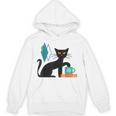 Cat Midcentury With Book And Coffee Atomic Age Mid Century Unisex Hoodie