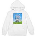 Frutiger Aero Aesthetic Tech Cherry Blossom Fishes Bubbles Raglan Baseball Tee Unisex Hoodie