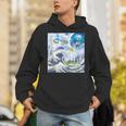 Frutiger Aero Aesthetic Tech Great Wave Of Kanagawa Fishes Unisex Hoodie