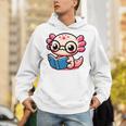 Adorable Book Lover Axolotl With Reading Glasses Cute Unisex Hoodie