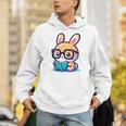 Adorable Book Lover Rabbit With Reading Glasses Cute Premium Unisex Hoodie