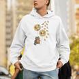 Cute Reading Cat With Kitten Dandelion Flowers Book Lover Unisex Hoodie