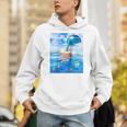 Frutiger Aero Aesthetic Tech Bubble Tea Boba Milktea Fishes Raglan Baseball Tee Unisex Hoodie