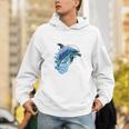 Frutiger Aero Splashy Dolphin Y2k Aesthetic Graphic Premium Unisex Hoodie